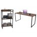 Conjunto Escritório Estilo Industrial Mesa 150cm e Estante 60cm 3 Prateleiras Prisma C08 Nogal - Mpozenato