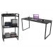 Conjunto Escritório Estilo Industrial Mesa 150cm e Estante 60cm 3 Prateleiras Prisma C08 Preto Onix - Mpozenato