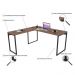 Conjunto Escritório Estilo Industrial Mesa 150x150cm e 2 Estantes 60cm 5 Prateleiras Prisma C08 Nogal - Mpozenato