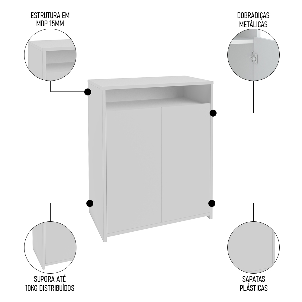 Conjunto Escritório Home Office 4 Peças Mity A06 Branco - Mpozenato
