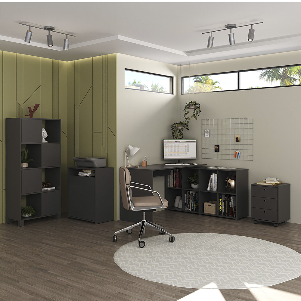 Conjunto Escritório Home Office 4 Peças Nil A06 Preto - Mpozenato