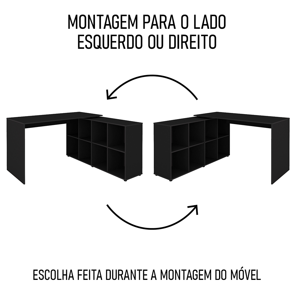 Conjunto Escritório Home Office 4 Peças Side A06 Preto - Mpozenato