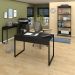 Conjunto Escritório Mesa 120 Aparador e Estante Studio Industrial M18 Preto - Mpozenato