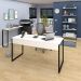 Conjunto Escritório Mesa 150 Aparador e Estante Studio Industrial M18 Branco - Mpozenato
