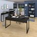Conjunto Escritório Mesa 150 Aparador e Estante Studio Industrial M18 Preto - Mpozenato