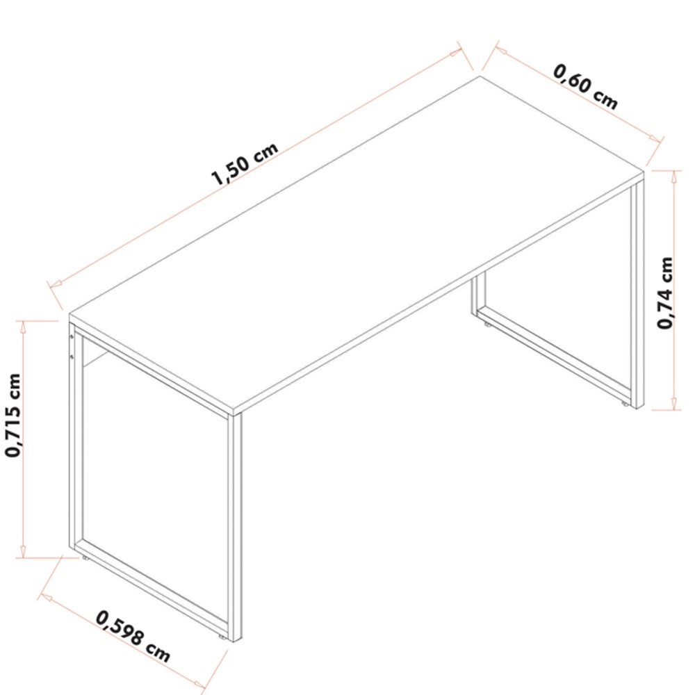 Conjunto Escritório Mesa 150 e Estante Studio Industrial M18 Branco - Mpozenato