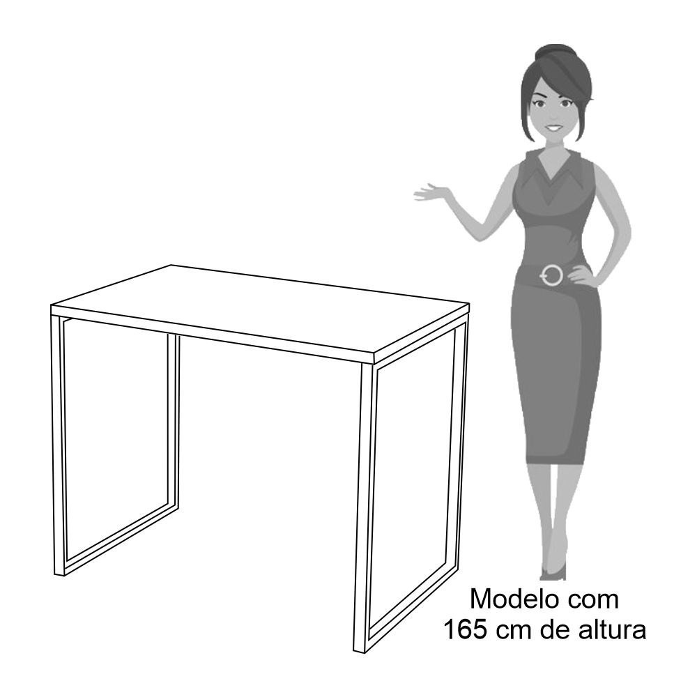Conjunto Escritório Mesa 90 e Estante Studio Industrial M18 Branco - Mpozenato