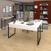 Conjunto Escritório Mesa em L Aparador e 2 Estantes Studio Industrial M18 Branco - Mpozenato