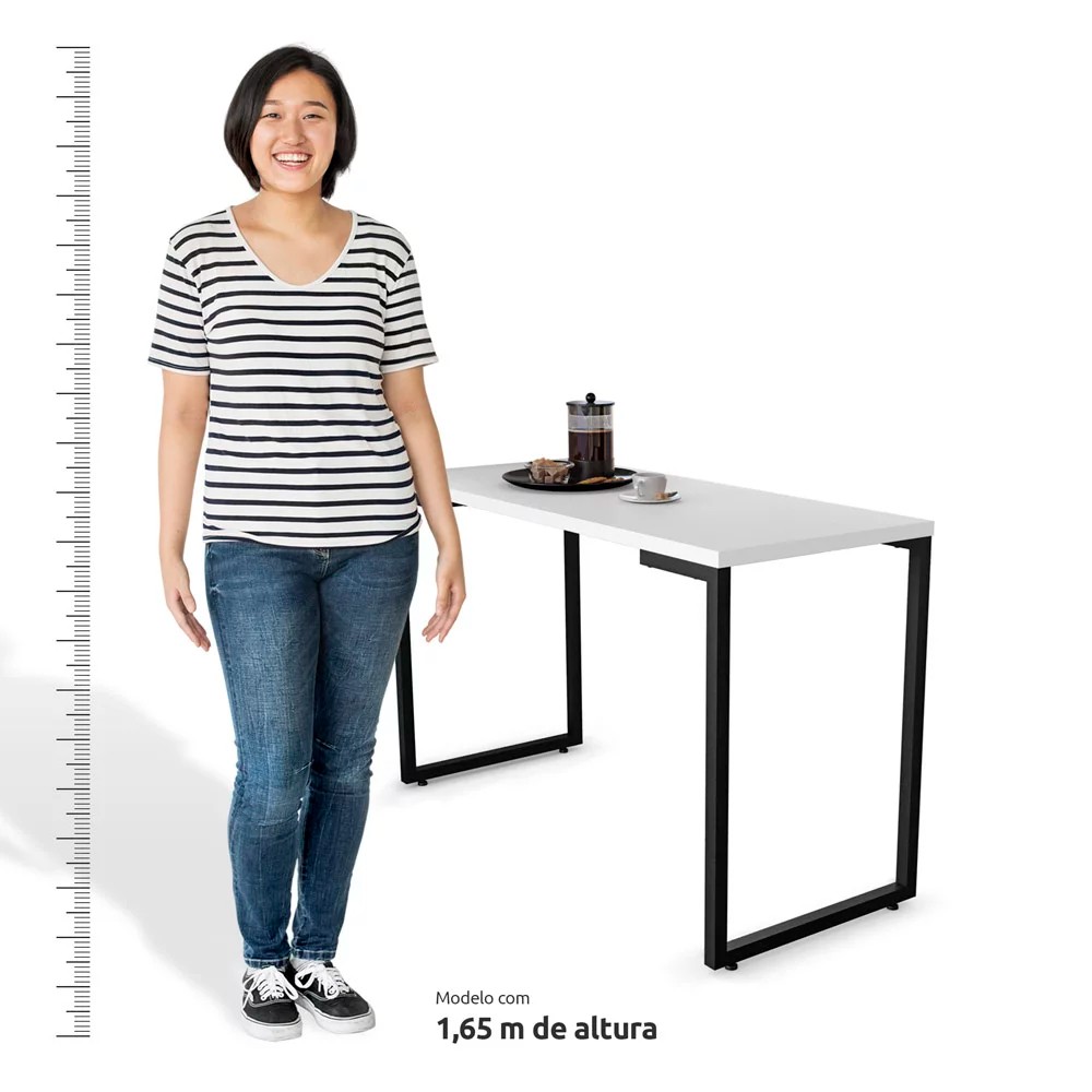 Conjunto Mesa de Cozinha Prattica Industrial 120cm com 2 Banquetas F02 Branco/Preto - Mpozenato