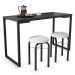 Conjunto Mesa de Cozinha Prattica Industrial 120cm com 2 Banquetas F02 Preto/Branco - Mpozenato