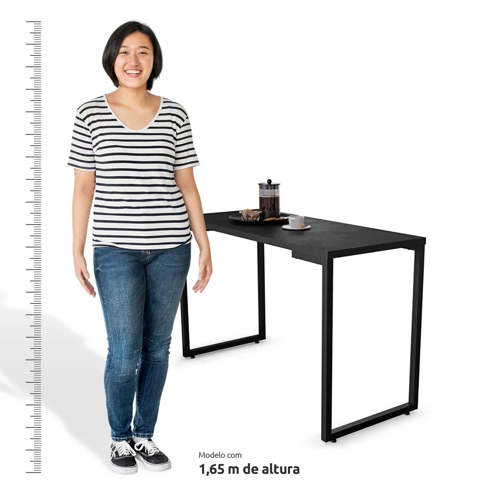 Conjunto Mesa de Cozinha Prattica Industrial 120cm com 2 Banquetas F02 Preto/Branco - Mpozenato