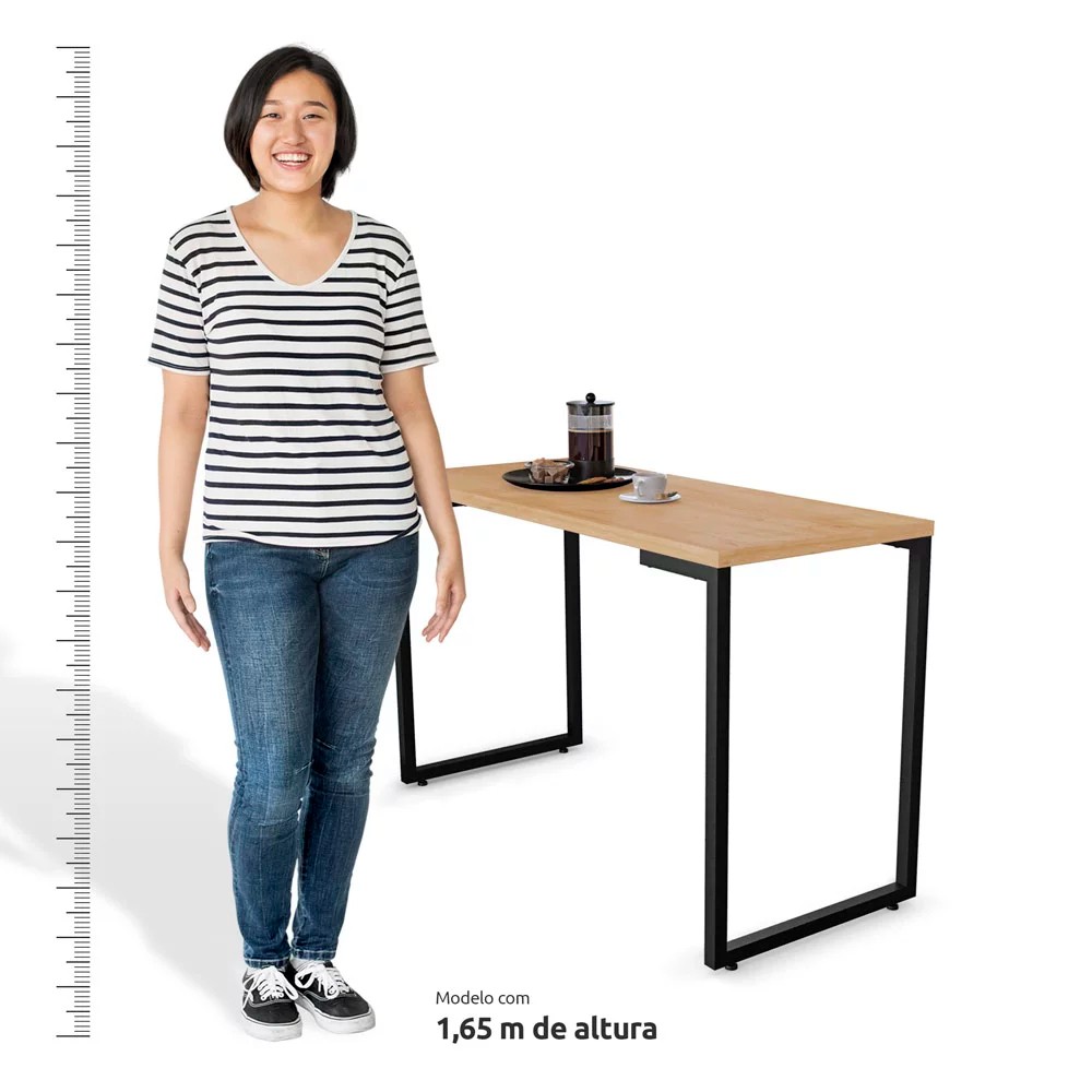 Conjunto Mesa de Cozinha Prattica Industrial 120cm e 2 Cadeiras Eames F02 Nature/Preto - Mpozenato