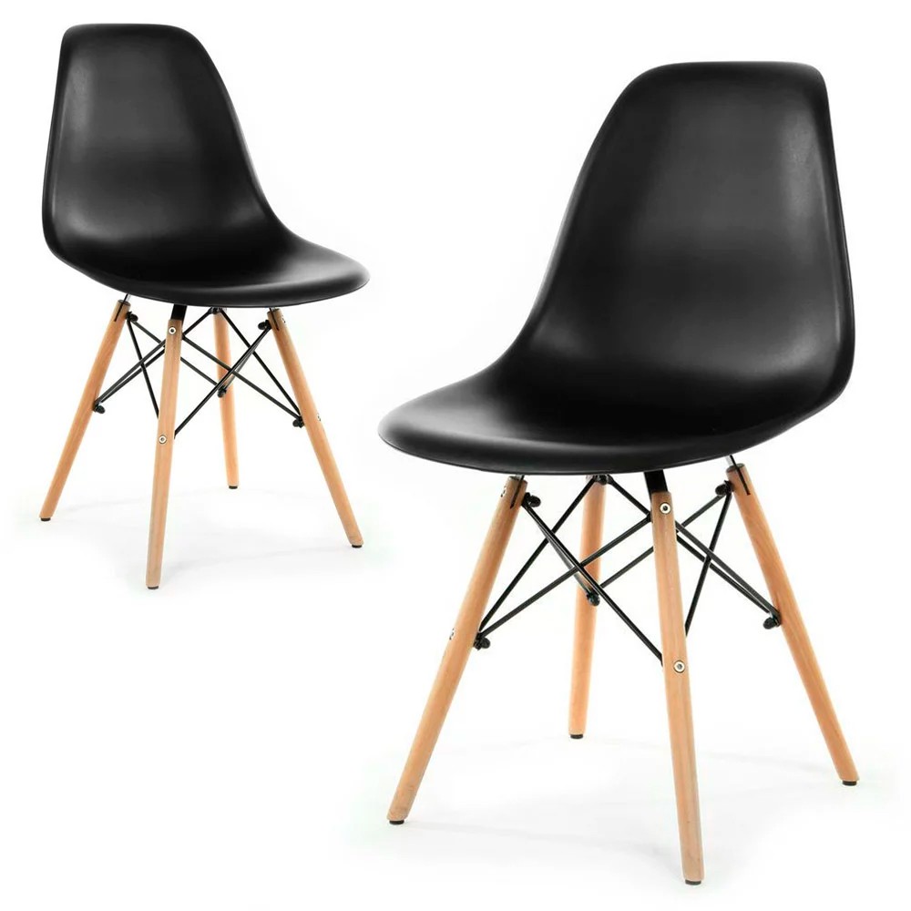 Conjunto Mesa de Cozinha Prattica Industrial 120cm e 2 Cadeiras Eames F02 Nature/Preto - Mpozenato