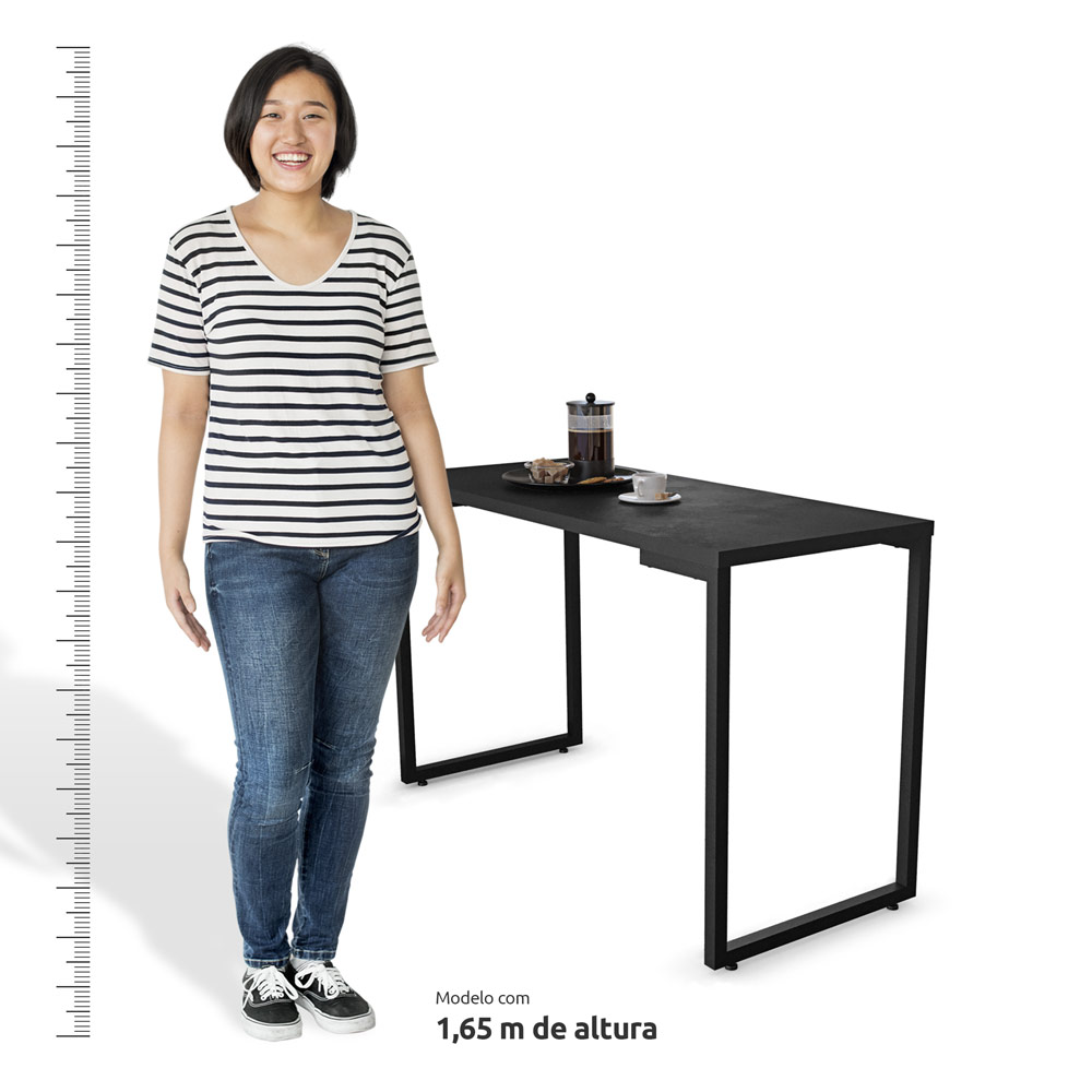 Conjunto Mesa de Cozinha Prattica Industrial 120cm e 2 Cadeiras Eames F02 Preto - Mpozenato