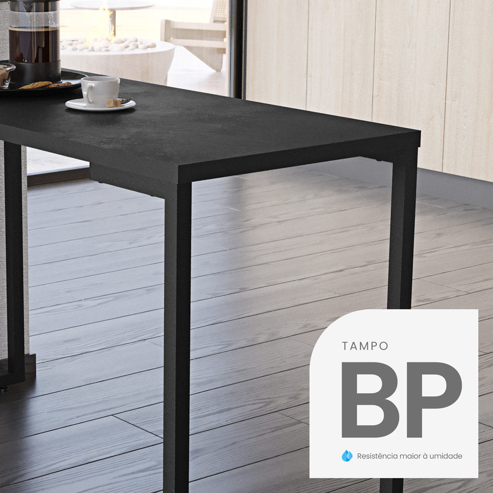 Conjunto Mesa de Cozinha Prattica Industrial 120cm e 2 Cadeiras Eames F02 Preto - Mpozenato