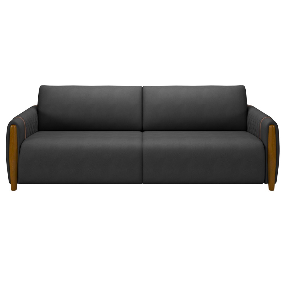 Conjunto Sofá 3 Lugares 223cm e Poltrona 98cm Amaranto M22 PU Preto - Mpozenato