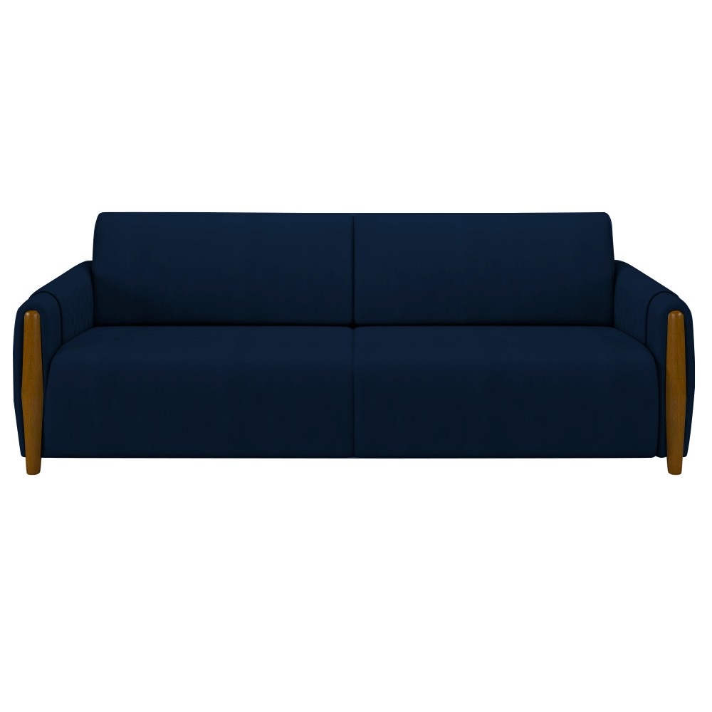 Conjunto Sofá 3 Lugares 223cm e Poltrona 98cm Amaranto M22 Veludo Azul Marinho - Mpozenato