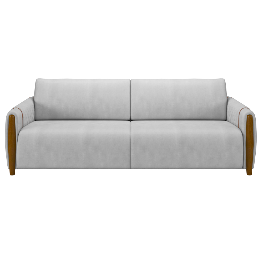 Conjunto Sofá 3 Lugares 223cm e Poltrona 98cm Amaranto M22 Veludo Cinza - Mpozenato