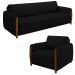 Conjunto Sofá 3 Lugares 223cm e Poltrona 98cm Amaranto M22 Veludo Preto - Mpozenato