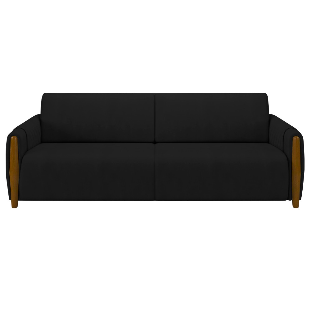 Conjunto Sofá 3 Lugares 223cm e Poltrona 98cm Amaranto M22 Veludo Preto - Mpozenato