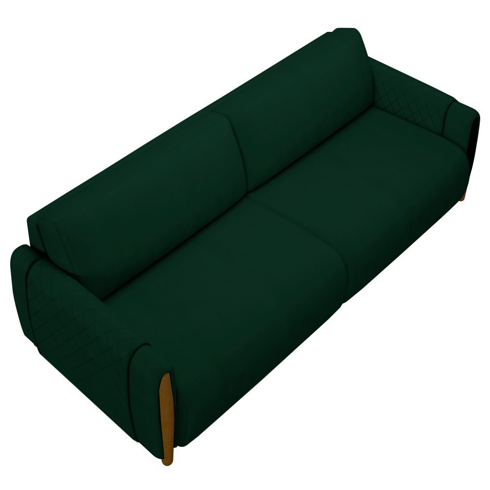 Conjunto Sofá 3 Lugares 223cm e Poltrona 98cm Amaranto M22 Veludo Verde - Mpozenato