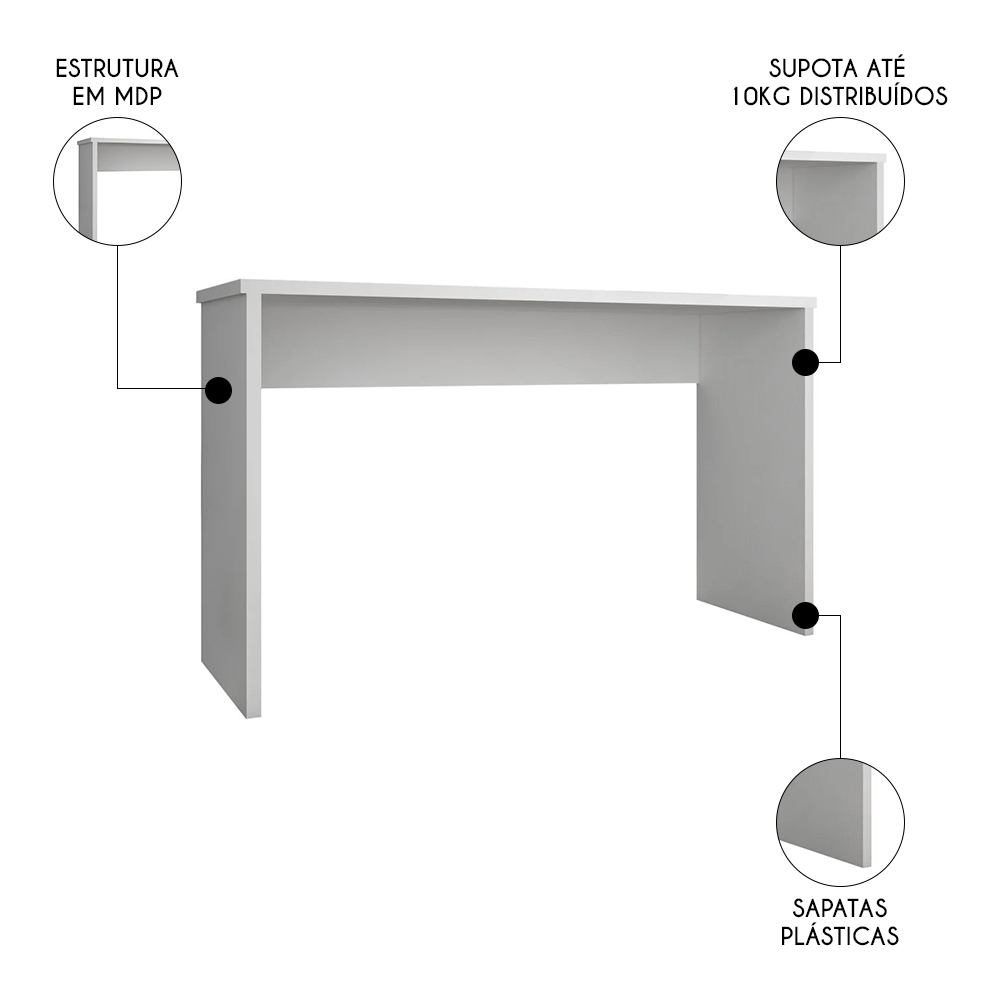 Conjunto de Escritório Home Office 3 com Peças Gávea Branco - Mpozenato