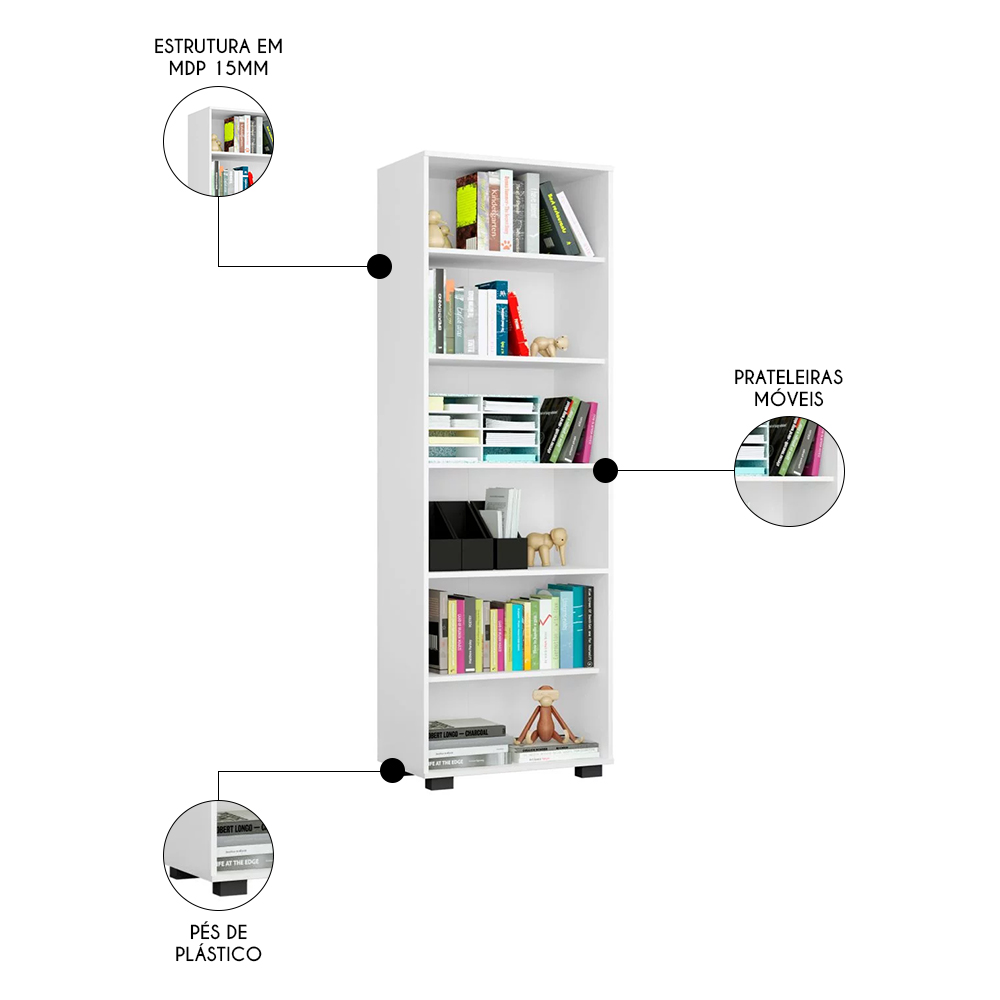 Conjunto de Escritório Home Office 3 com Peças Gávea Branco - Mpozenato