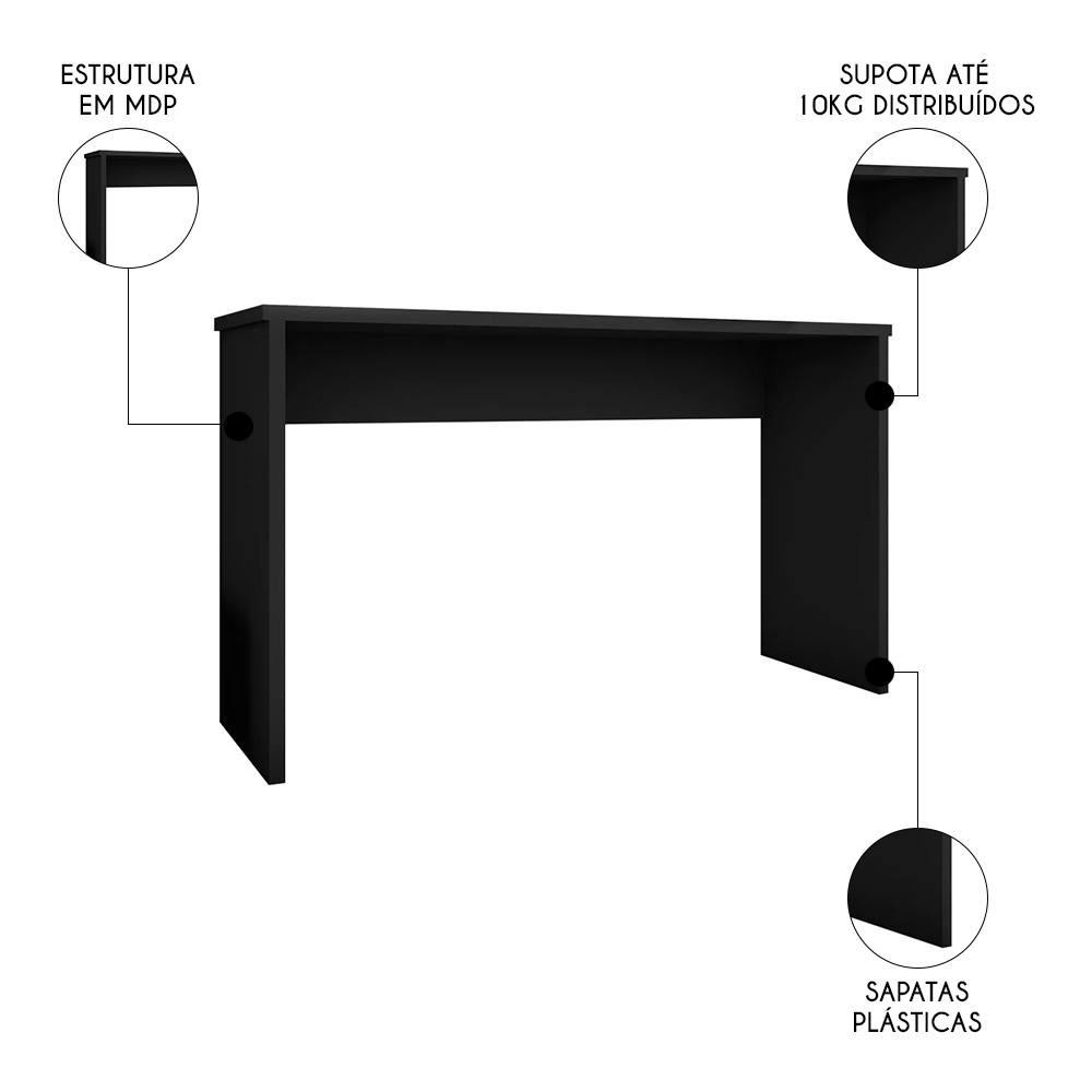 Conjunto de Escritório Home Office 3 com Peças Gávea Preto - Mpozenato