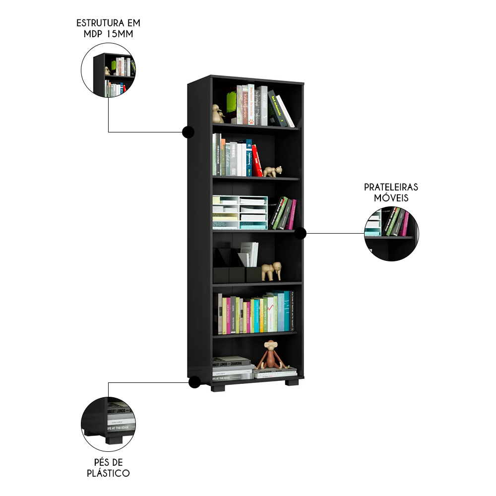 Conjunto de Escritório Home Office 3 com Peças Gávea Preto - Mpozenato
