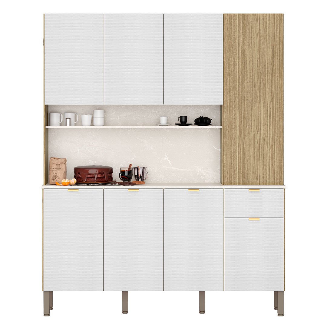 Cozinha Compacta 8 Portas 161cm Soul K02 Freijó/Ártico - Mpozenato