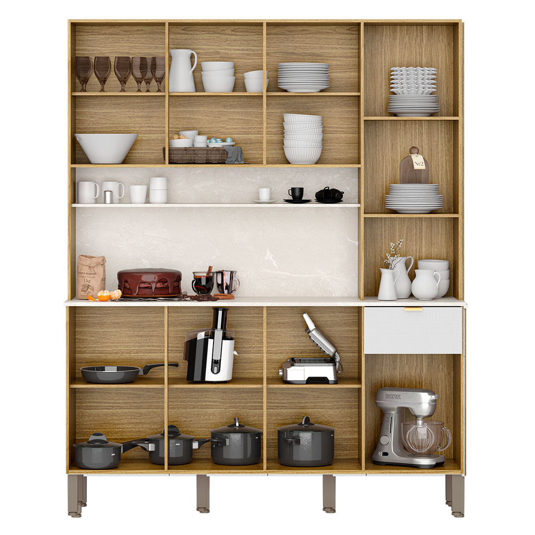 Cozinha Compacta 8 Portas 161cm Soul K02 Freijó/Ártico - Mpozenato