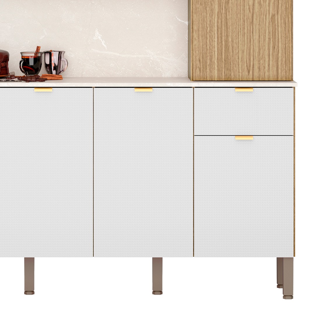 Cozinha Compacta 8 Portas 161cm Soul K02 Freijó/Ártico - Mpozenato