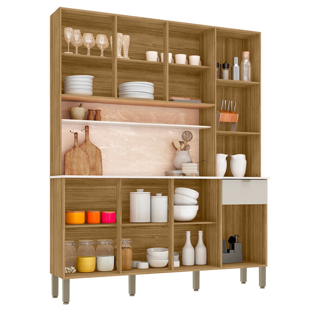 Cozinha Compacta 8 Portas 161cm Soul K02 Freijó/Soft - Mpozenato