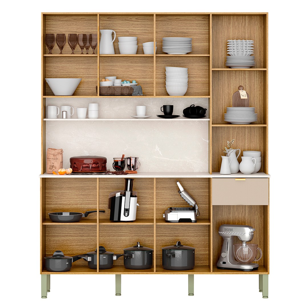 Cozinha Compacta 8 Portas 161cm Soul K02 Freijó/Vanilla - Mpozenato