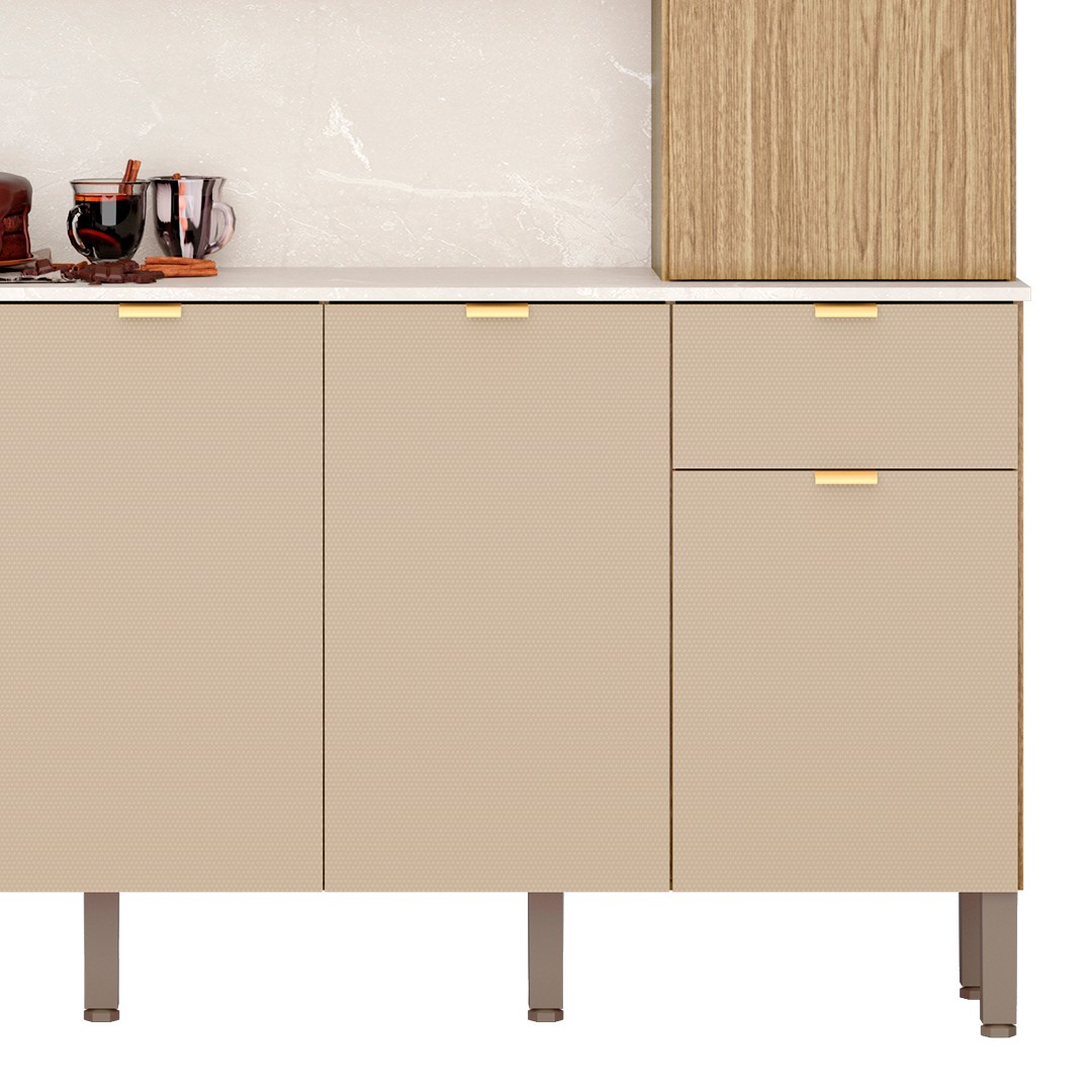 Cozinha Compacta 8 Portas 161cm Soul K02 Freijó/Vanilla - Mpozenato