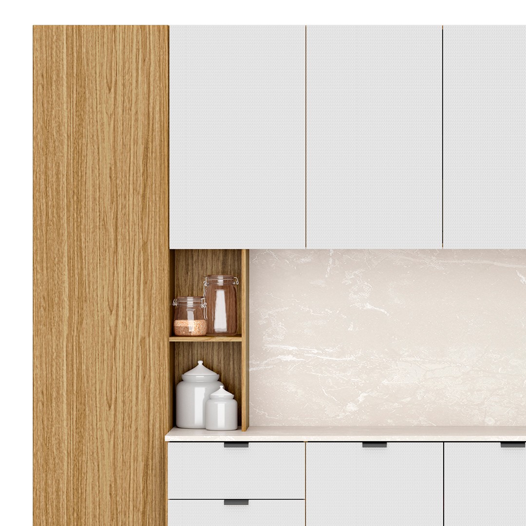 Cozinha Compacta Com Balcão 200cm Louvre K02 Freijó/Ártico - Mpozenato