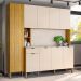 Cozinha Compacta Com Balcão 200cm Louvre K02 Freijó/Vanilla - Mpozenato