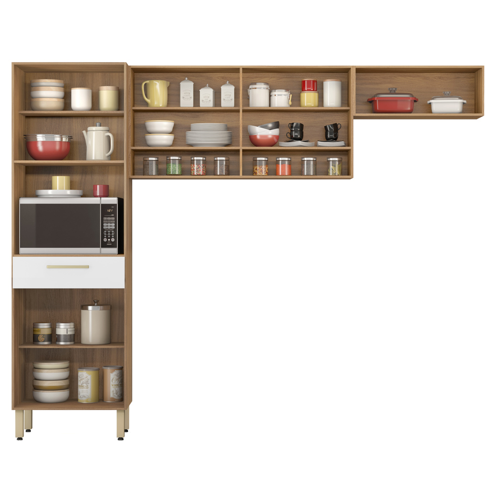 Cozinha Modulada Compacta 3 Peças Dama D02 Amendola/Branco - Mpozenato