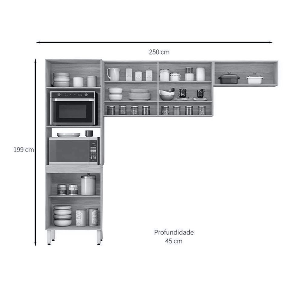 Cozinha Modulada Compacta 3 Peças Dama D02 Amendola/Branco - Mpozenato