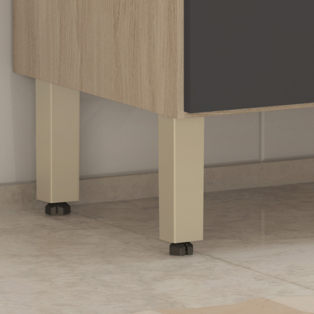 Cozinha Modulada Compacta 3 Peças Dama D02 Avena/Grafito - Mpozenato