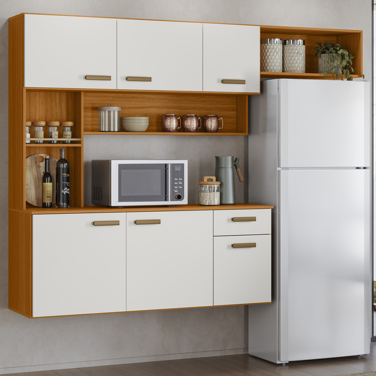 Cozinha Suspensa Lilian Freijó UV/Off Acetinado Z44         - Mpozenato