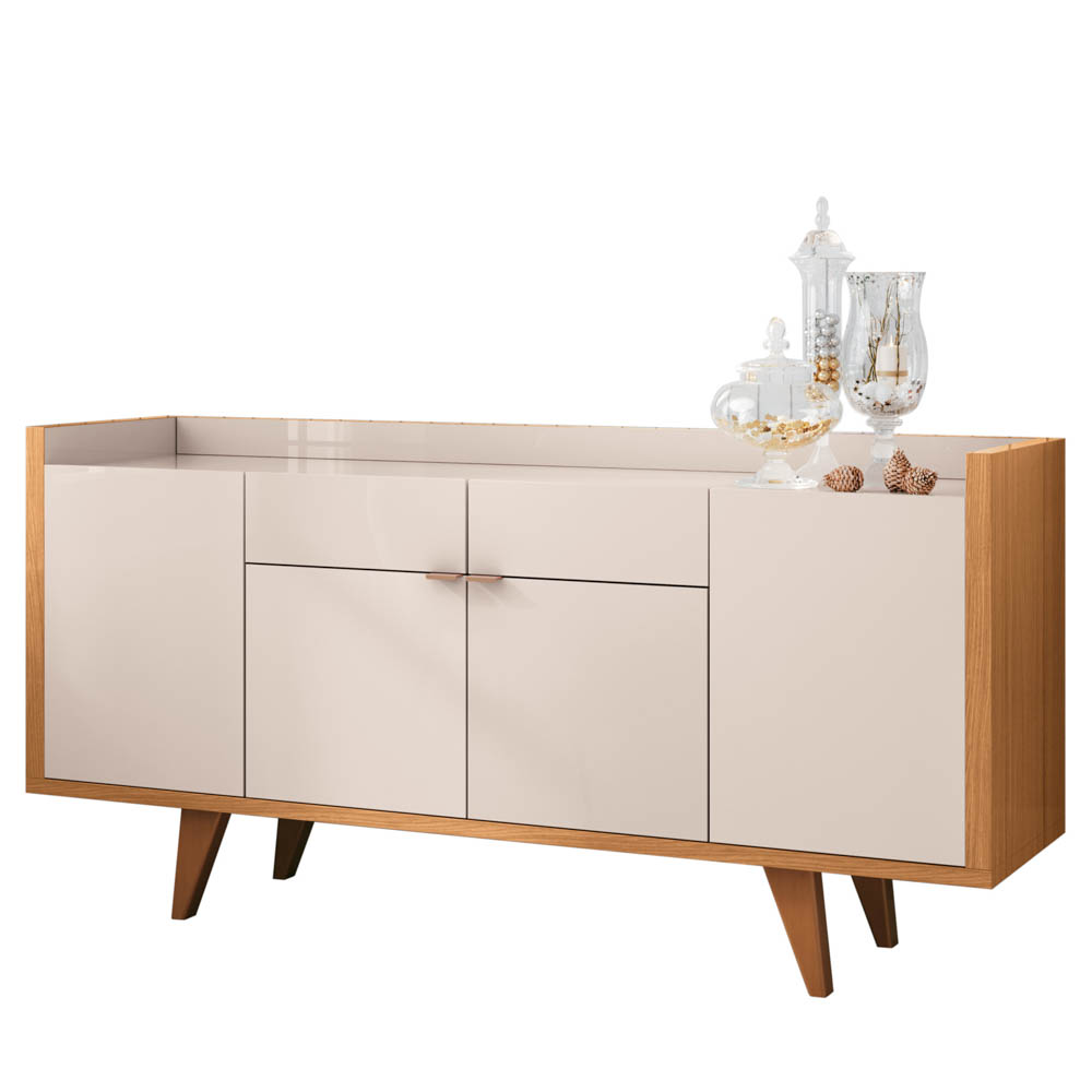 Cristaleira Adega Órfeo Buffet Sinfonia e Espelho 67cm H01 Off White/Cinamomo - Mpozenato