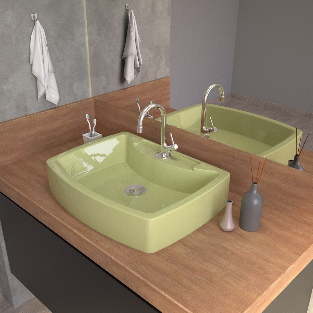 Cuba Pia De Apoio Para Banheiro  Retangular Aria RT50 Verde Acqua C08 - Mpozenato