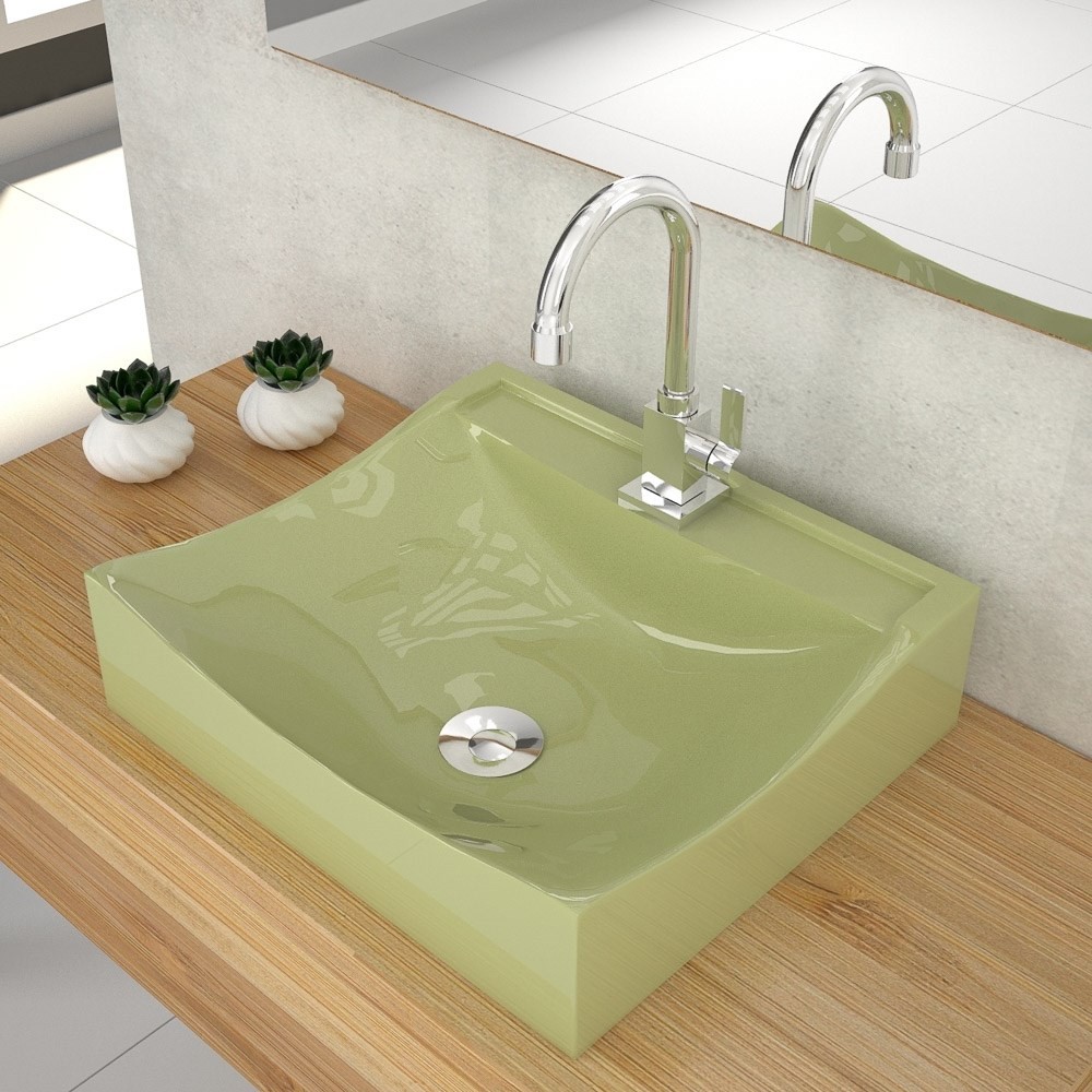 Cuba Pia De Apoio Para Banheiro Quadrada Lunna Q44 Verde Acqua C08 - Mpozenato