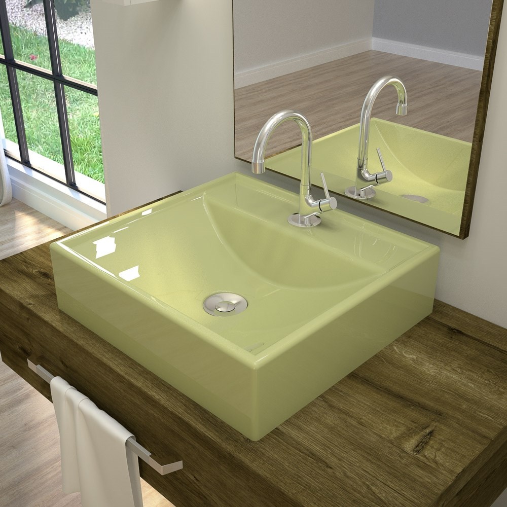 Cuba Pia De Apoio Para Banheiro Quadrada Ravena Q39 Verde Acqua C08 - Mpozenato