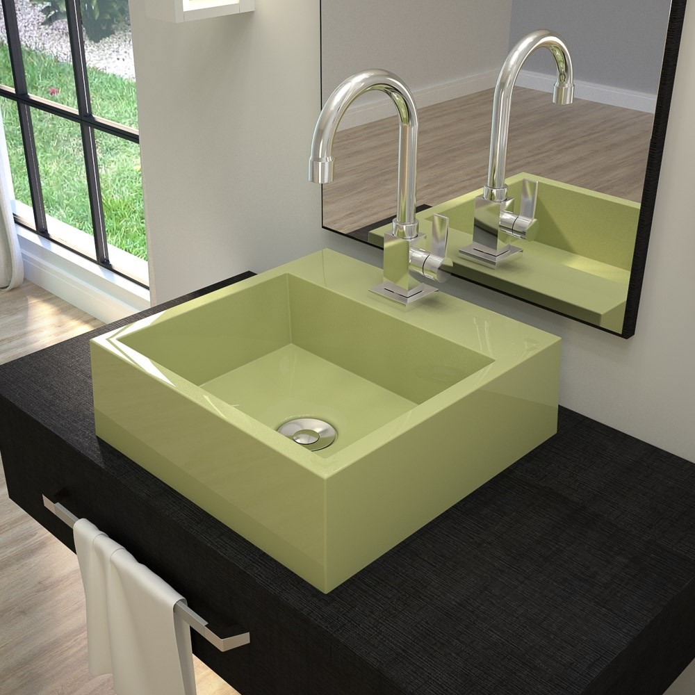 Cuba Pia De Apoio Para Banheiro Quadrada Veneza Q395 Verde Acqua C08 - Mpozenato