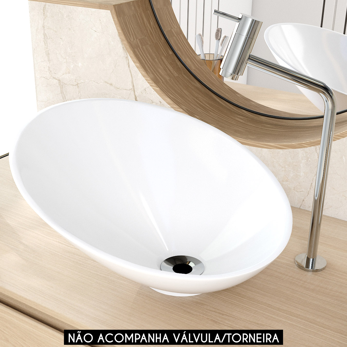 Cuba Pia Para Banheiro Meia Lua 39cm Thaís C08 Branco - Mpozenato