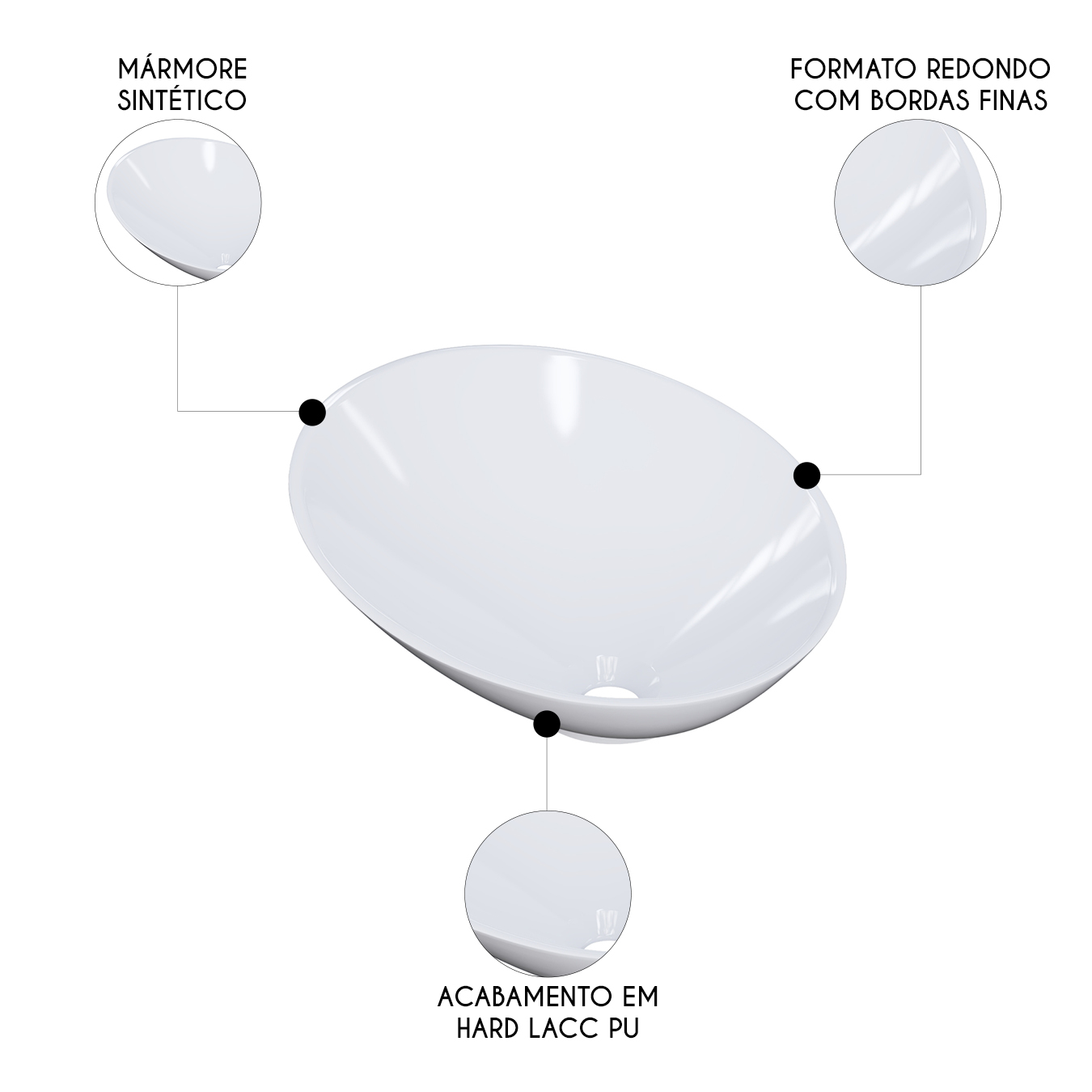 Cuba Pia Para Banheiro Meia Lua 39cm Thaís C08 Branco - Mpozenato