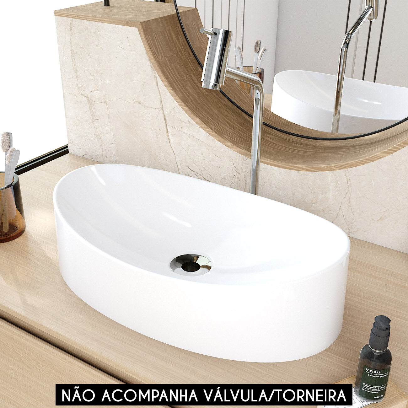 Cuba Pia Para Banheiro Oval Canoa 46cm Tânia C08 Branco - Mpozenato