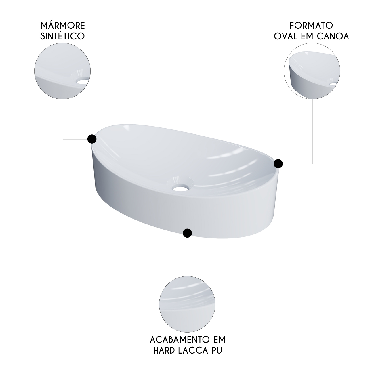 Cuba Pia Para Banheiro Oval Canoa 46cm Tânia C08 Branco - Mpozenato